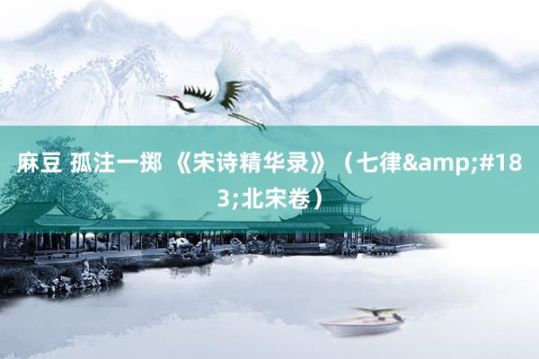 麻豆 孤注一掷 《宋诗精华录》(七律·北宋卷)