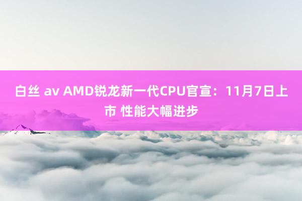 白丝 av AMD锐龙新一代CPU官宣:11月7日上市 性能大幅进步