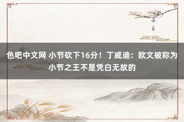 色吧中文网 小节砍下16分！丁威迪：欧文被称为小节之王不是凭白无故的