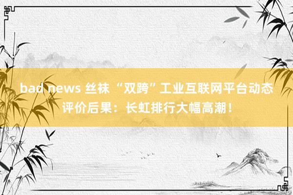 bad news 丝袜 “双跨”工业互联网平台动态评价后果：长虹排行大幅高潮！