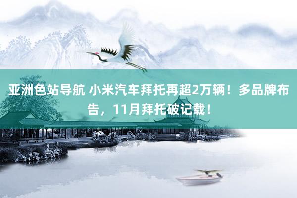亚洲色站导航 小米汽车拜托再超2万辆！多品牌布告，11月拜托破记载！