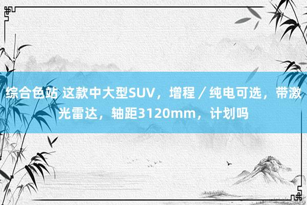 综合色站 这款中大型SUV，增程／纯电可选，带激光雷达，轴距3120mm，计划吗