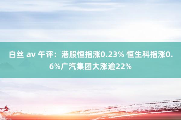 白丝 av 午评：港股恒指涨0.23% 恒生科指涨0.6%广汽集团大涨逾22%