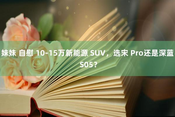 妹妹 自慰 10-15万新能源 SUV，选宋 Pro还是深蓝 S05？