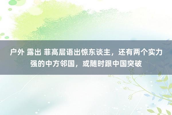户外 露出 菲高层语出惊东谈主，还有两个实力强的中方邻国，或随时跟中国突破