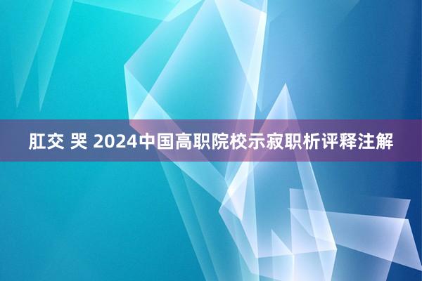 肛交 哭 2024中国高职院校示寂职析评释注解