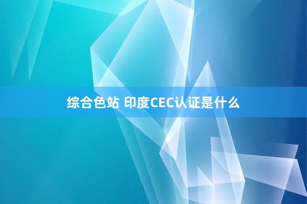 综合色站 印度CEC认证是什么