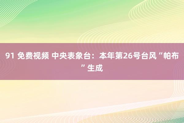 91 免费视频 中央表象台：本年第26号台风“帕布”生成