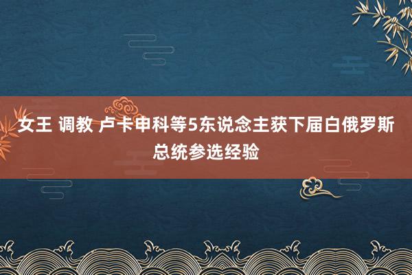 女王 调教 卢卡申科等5东说念主获下届白俄罗斯总统参选经验