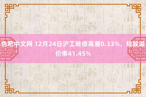 色吧中文网 12月24日沪工转债高潮0.33%，转股溢价率41.45%
