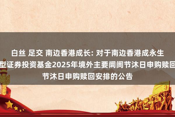 白丝 足交 南边香港成长: 对于南边香港成永生动建立搀杂型证券投资基金2025年境外主要阛阓节沐日申购赎回安排的公告