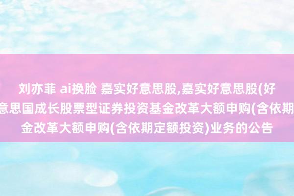 刘亦菲 ai换脸 嘉实好意思股,嘉实好意思股(好意思元现汇): 嘉实好意思国成长股票型证券投资基金改革大额申购(含依期定额投资)业务的公告