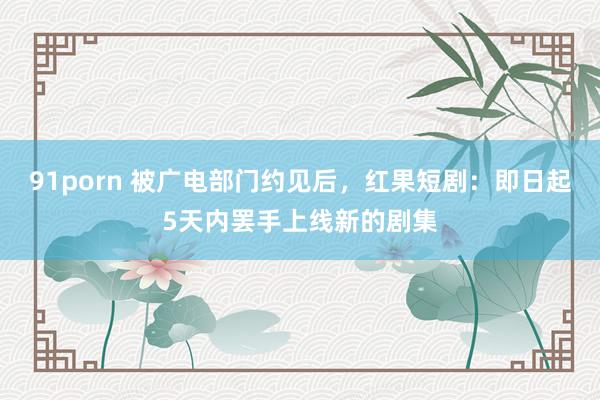 91porn 被广电部门约见后，红果短剧：即日起5天内罢手上线新的剧集