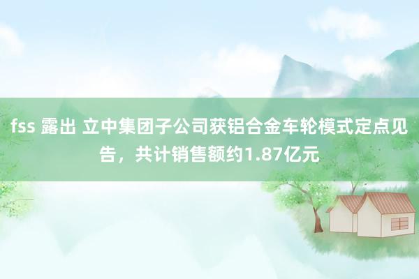 fss 露出 立中集团子公司获铝合金车轮模式定点见告，共计销售额约1.87亿元