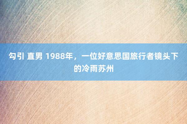 勾引 直男 1988年，一位好意思国旅行者镜头下的冷雨苏州