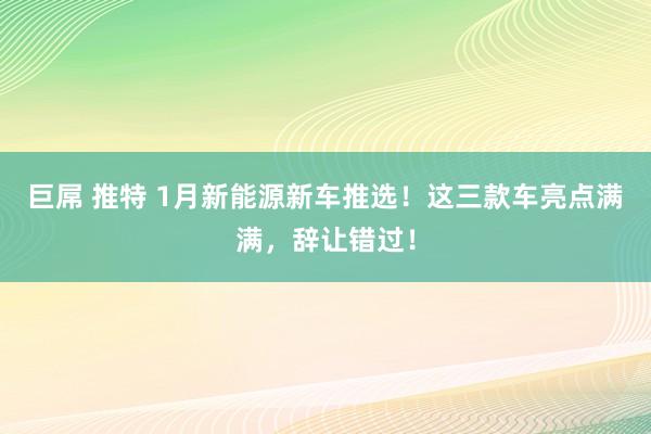 巨屌 推特 1月新能源新车推选！这三款车亮点满满，辞让错过！