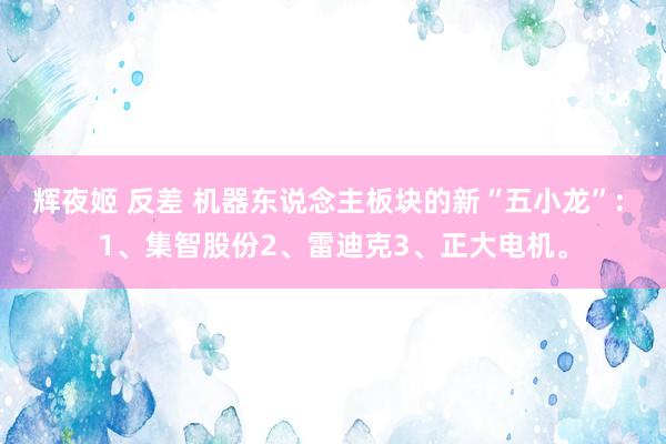 辉夜姬 反差 机器东说念主板块的新“五小龙”: 1、集智股份2、雷迪克3、正大电机。