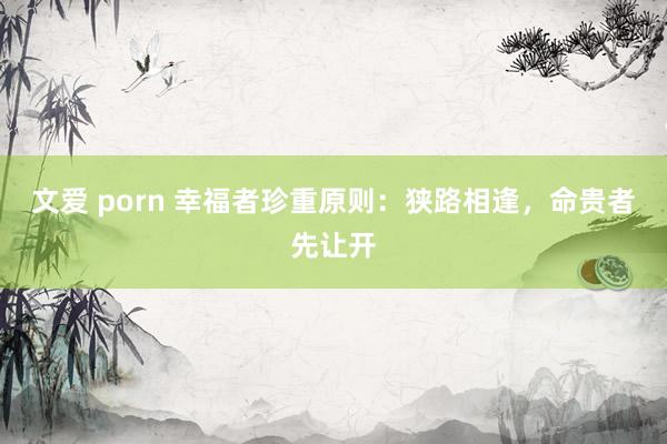 文爱 porn 幸福者珍重原则：狭路相逢，命贵者先让开