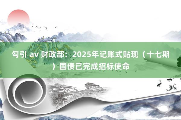 勾引 av 财政部：2025年记账式贴现（十七期）国债已完成招标使命