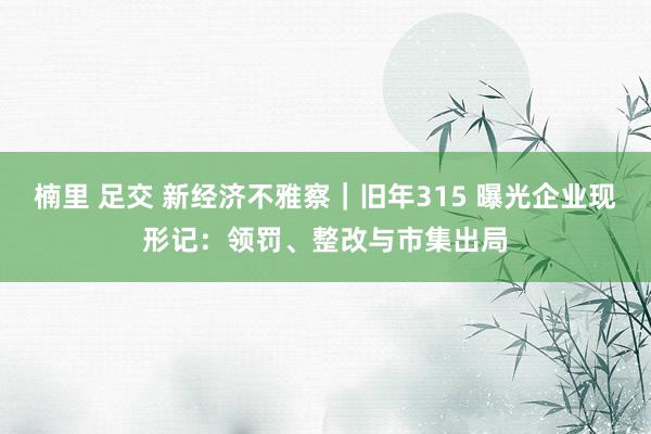 楠里 足交 新经济不雅察｜旧年315 曝光企业现形记：领罚、整改与市集出局