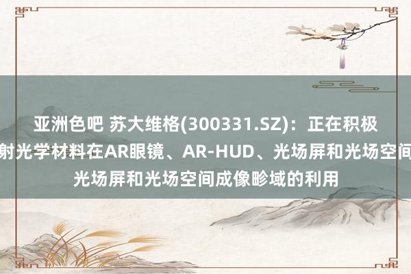 亚洲色吧 苏大维格(300331.SZ)：正在积极拓展光波导等衍射光学材料在AR眼镜、AR-HUD、光场屏和光场空间成像畛域的利用
