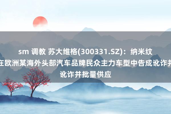 sm 调教 苏大维格(300331.SZ)：纳米纹理材料已在欧洲某海外头部汽车品牌民众主力车型中告成讹诈并批量供应