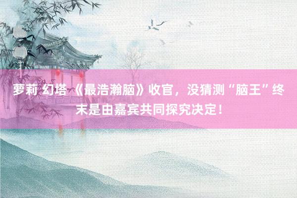 萝莉 幻塔 《最浩瀚脑》收官，没猜测“脑王”终末是由嘉宾共同探究决定！