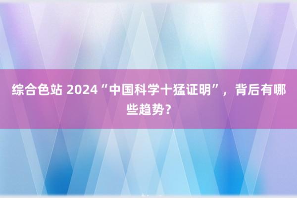 综合色站 2024“中国科学十猛证明”，背后有哪些趋势？