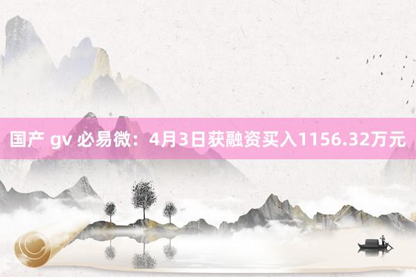 国产 gv 必易微：4月3日获融资买入1156.32万元