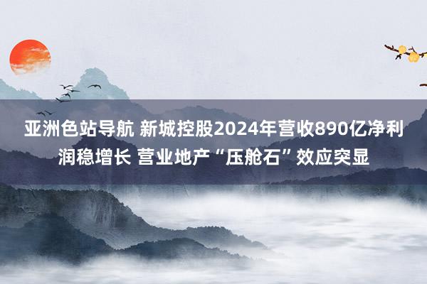 亚洲色站导航 新城控股2024年营收890亿净利润稳增长 营业地产“压舱石”效应突显