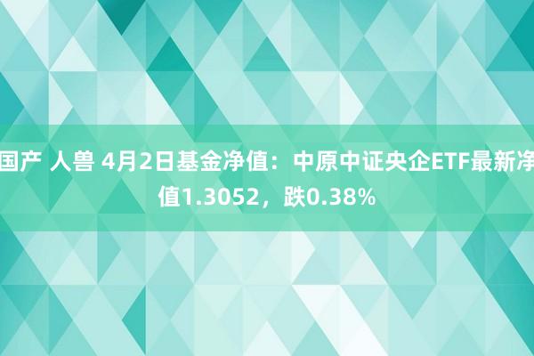 国产 人兽 4月2日基金净值：中原中证央企ETF最新净值1.3052，跌0.38%