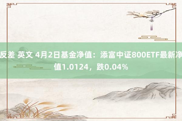 反差 英文 4月2日基金净值：添富中证800ETF最新净值1.0124，跌0.04%
