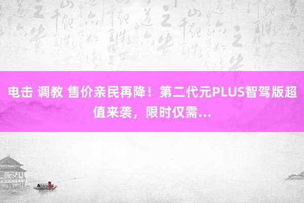 电击 调教 售价亲民再降！第二代元PLUS智驾版超值来袭，限时仅需...
