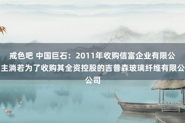 戒色吧 中国巨石：2011年收购信富企业有限公司主淌若为了收购其全资控股的吉普森玻璃纤维有限公司