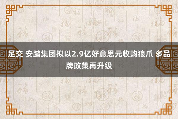 足交 安踏集团拟以2.9亿好意思元收购狼爪 多品牌政策再升级