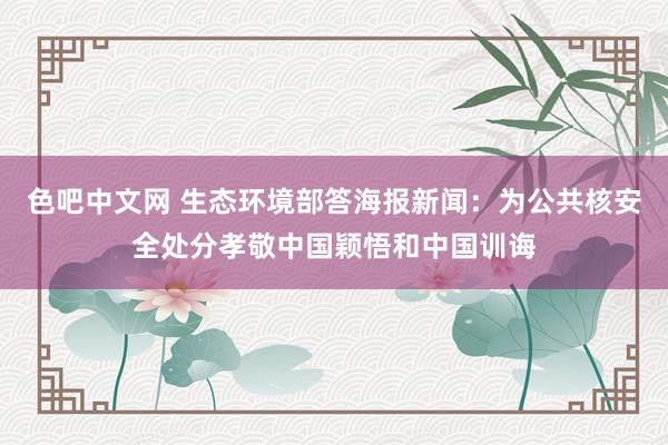 色吧中文网 生态环境部答海报新闻：为公共核安全处分孝敬中国颖悟和中国训诲
